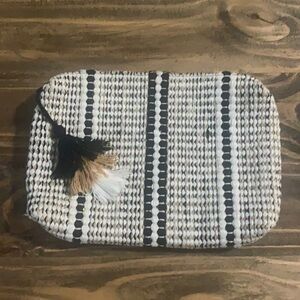 Society Amuse woven cloth zipper bag with tassel